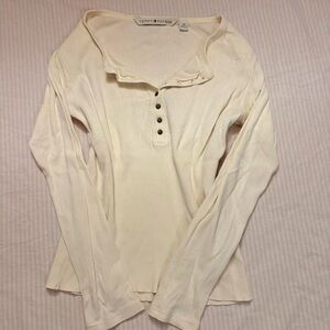 90s Tommy Hilfiger cream long sleeve shirt